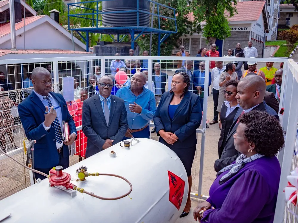 Group reviewing a completed bulk LPG storage tank installation
